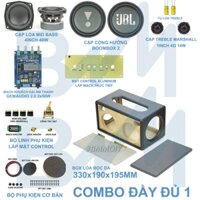 Combo tự ráp loa đầy đủ 2.0 BB2 4inch 2x50W bluetooth - chế loa kiểu dáng Mai cồ Stanmore 350x190x200mm ▌