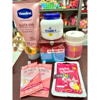 Combo Tự Trộn Dưỡng Trắng Da Toàn Thân Vaseline 10x Bạch Ngọc Liên Kích Trắng Mạnh