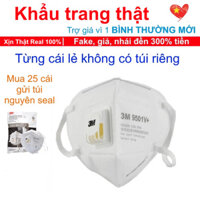 🔥COMBO túi 25 khẩu trang 3M 9501V+ nguyên seal chống giả có van thở chống ô nhiễm lọc 95% bụi mịn PM2.5 phòng dịch