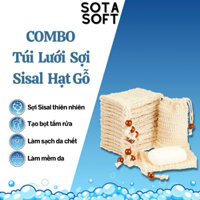 Combo Túi Lưới Tạo Bọt Sợi Sisal Thiên Nhiên