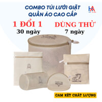 Combo túi lưới, túi giặt cao cấp quần áo đồ lót máy giặt có khóa 3 lớp hình thêu phân loại đồ giặt tiện lợi gia đình