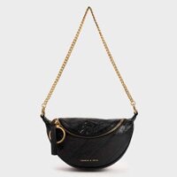 Combo Túi Nữ Charles & Keith CNK Half Moon CK2-80151064-3 Màu Đen + Son Dưỡng Dior Addict 001 2021