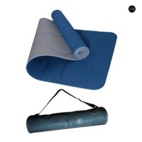 Combo túi và thảm yoga MIKIE MAT 2 màu định tuyến "Navy Xám" Premium Mat dày 6mm
