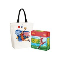 Combo Túi vải canvas PLAY bóng rổ  Hộp 6 Thanh năng lượng PLAY 2.0 - Trái cây
