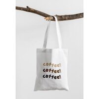 Combo Túi Vải Tote Quà Tặng Ngọt Ngào và Phụ Kiện Xinh Làm Quà Tặng dễ thương Thỏ Mập - Túi Coffee