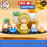 Combo Tượng Phật Thích ca + chú tiểu -Trang trí decor xe ô tô, xe hơi