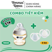 COMBO Ty Ngậm Dạ Quang Tommee Tippee Night Time 0-6m & Bình Sữa PPSU Ty Siêu Mềm Tommee Tippee Natural Start 150ml