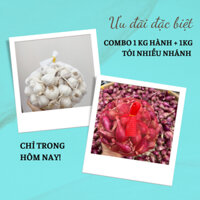 COMBO ƯU ĐÃI 1Kg Tỏi Nhiều nhánh Lý Sơn loại 1 + 1kg hành tím Lý Sơn loại cồ - Chính gốc nhà Lý Sơn Mart trồng