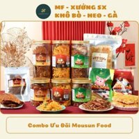 Combo Ưu Đãi Siêu Hời Đồ Ăn Vặt Mousun Food Khô Gà Lá Chanh , Khô Bò Miếng , Heo Khô Cháy Tỏi