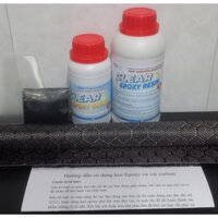 Combo vải carbon tổ ong (1m x 0,5 m) và epoxy Đài Loan (0,5 kg) + 1 thẻ nhựa vuốt keo + bột màu đen pha keo lót nền