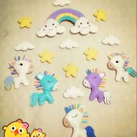 Combo vải nỉ cứng và phụ kiện, bông nhồi làm treo nôi cho bé yêu