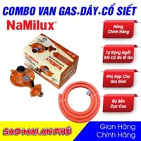 Combo Van + Dây, Van Namilux NA-336S điều áp ngắt gas tự động và 1,5m dây gas 3 lớp màu cam