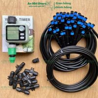 Combo van nước hẹn giờ tưới cây tự động dùng pin 20 béc tưới cây nhỏ giọt phun xòe xanh ống 10mm