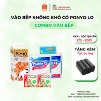 Combo Vào Bếp: 2 Cặp Khăn Giấy Lau Bếp 250g/cuộn, 2 Gói Napkin 100 Tờ Khổ 33cm, 1 Gói Khăn Rút Đa Năng Treo Tường Ponyo