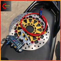 COMBO Vario/Vision Heo Nisin 4pis Xám (Lỗ Trụ 6-8) +Đĩa King Drag Vàng +Dây dầu Hel +Pát CNC_ Đi size đĩa 267mm..