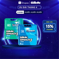 Combo Vỉ Lưỡi Dao Cạo GILLETTE Mach3 Clean Shave/ Mach3 Turbo Vỉ 2 Lưỡi