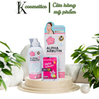 combo viên kích trắng alpha + Sữa dưỡng thể Alpha Arbutin Collagen Lotion 3 Plus