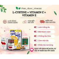 Combo viên làm đẹp da, tóc, móng L-cystine 500mg - Vitamin C DHC - Vitamin E đỏ Mirrolla dùng trong 1 tháng