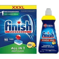 Combo Viên rửa bát Finish 90 viên + Nước làm bóng Finish 400ml + Tặng 4 viên Finish