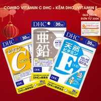 Combo Viên uống DHC Vitamin C + Kẽm + Vitamin E giảm mụn mờ thâm ( Vitamin C 30v- vitamin E 30v- kẽm 30v)