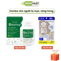 Combo Viên uống Esunvy 30v và DHC Kẽm 30v, giúp thanh nhiệt, mát gan, giảm mụn nhọt cho người bị mụn bổ sung thêm Kẽm