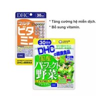 Combo viên uống tăng cường hệ miễn dịch DHC viên Rau củ và Vitamin tổng hợp (30 ngày)