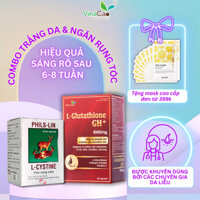 Combo viên uống trắng da cao cấp 90 viên gồm L-glutathione 1000mg Vinacao và L-cystine 500mg Phils-Lin dùng trong 1tháng