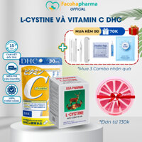 Combo viên uống trắng da L cystine 60v và vitamin C DHC 60v giảm rụng tóc mờ thâm nám cho làn da sáng mịn 30 ngày COMBO1