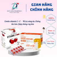 Combo  ( Vitamin E đỏ + Vitamin C1g50) - Hỗ trợ làm sáng da, ngăn ngừa lão hóa - Sử dụng trong vòng 50 ngày combo E + C)