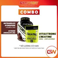 COMBO VITAXTRONG CREATINE 300GRAM UNFLAVORED + NUTRABOLICS HYDROPURE 4.5LBS 2.1KG EXTREME CHOCOLATE