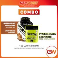 COMBO VITAXTRONG CREATINE 300GRAM UNFLAVORED + NUTRABOLICS HYDROPURE 4.5LBS 2.1KG LIGHT SALTED CARAMEL
