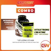 COMBO VITAXTRONG CREATINE 300GRAM UNFLAVORED + NUTRABOLICS HYDROPURE 4.5LBS 2.1KG CHOCOLATE COCONUT