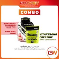 COMBO VITAXTRONG CREATINE 300GRAM UNFLAVORED + NUTRABOLICS HYDROPURE 4.5LBS 2.1KG STRAWBERRY CREAM