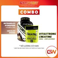 COMBO VITAXTRONG CREATINE 300GRAM UNFLAVORED + NUTRABOLICS HYDROPURE 4.5LBS 2.1KG CHOCOLATE BANANA