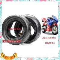 Combo vỏ và ruột xe moto mini 50cc lốp và săm xe ruồi 110/50-6.5 dùng bền, ít hư hại, không bị lủng, thủng,