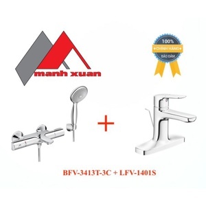 Combo vòi chậu Inax LFV -1401S + Sen tắm Inax  BFV-3413T-3C