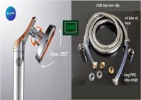 Combo vòi hoa sen tăng áp Luva VS6 kèm dây sen cao cấp chống xoắn, đường kính bát sen 11cm, BậtTắt trực tiếp trên vòi sen