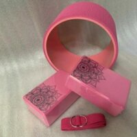 Combo vòng yoga bản to 20cm, gạch tập yoga , dây hỗ trợ tập yoga