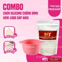 Combo wax lông CHÉN SILICONE CHỐNG DÍNH & 100g sáp wax lông cao cấp wax lông tay, chân, nách, bikini, râu, ria mép,…