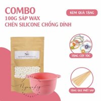 Combo wax lông CHÉN SILICONE CHỐNG DÍNH & 100g sáp wax lông cao cấp wax lông tay, chân, nách, bikini,...