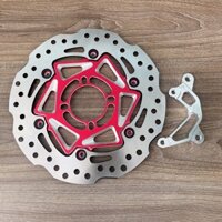 COMBO xe SIRIUS Đĩa Thắng Trước luôn Lòng 4 lỗ Màu đỏ size 260mm + Pát CNC gắn Trước Xe SIRIUS gắn Heo Dầu 2pis đối xứng