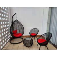 Combo xích đu rối tổ chim khung sắt sơn tĩnh điện đan dây nhựa cao cấp thanh lý giá rẻ