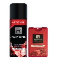 Combo xịt khử mùi toàn thân cho Nam Romano Attitude 150ml+Nước hoa bỏ túi Attitude 18ml