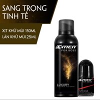Combo Xịt khử mùi X-Men for Boss Luxury 150ml + Lăn khử mùi X-men For Boss Intense 25ml
