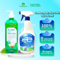 Combo xịt tẩy dầu mỡ và nước rửa chén nano bạc (500ml) An Lành Plaza giúp đánh bay mọi vết bẩn