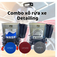 Combo xô rửa xe cho trung tâm chăm sóc xe, detailing LOTACO ( lưới chặn cát, máng màu đỏ hoặc đen)