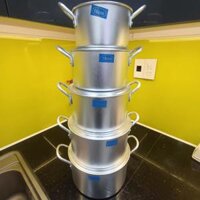 Combo Xoong Nồi Nhôm Tem Xanh Cỡ 16cm, 18cm, 20cm, 22cm, 24cm