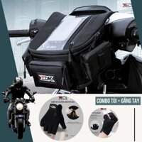 Combo ZDK Túi Treo Xe Máy Đựng Đồ Dùng, Cảm Ứng Điện Thoại và Găng Tay Nửa Ngón Đi Phượt, Chạy Grab