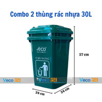 [Combo2] Thùng rác 30l Veco 521, thùng rác có nắp, không bánh xe, thùng rác gia đình, nhà bếp