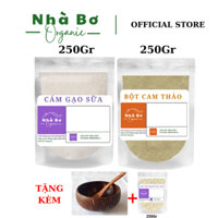 Combo[250g cám gạo sữa+250g cam thảo]tặng[Bát gáo dừa+cọ silicon+250g cám yến mạch sữa non]